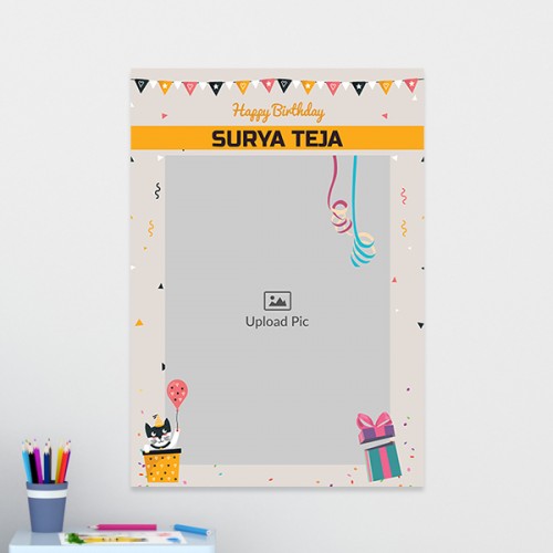 Birthday Wishes with Pennants and Confetti Design: Portrait Acrylic Photo Frame with Image Printing – PrintShoppy Photo Frames