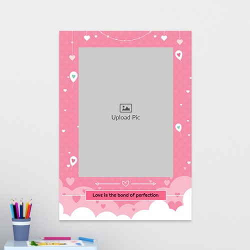 Love is the Bond Quotation with Hanging Hearts Design: Portrait Acrylic Photo Frame with Image Printing – PrintShoppy Photo Frames
