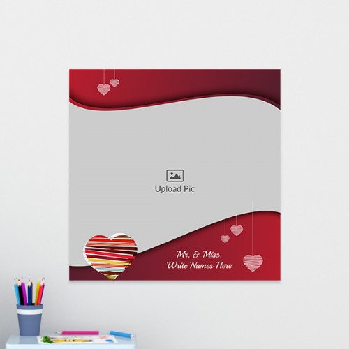 Vintage Frame with Heart Symbols in Background Design: Square Acrylic Photo Frame with Image Printing – PrintShoppy Photo Frames