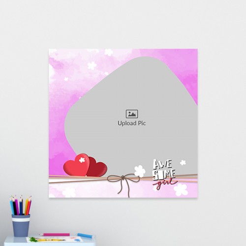 Awesome Girl with Purple Watercolour Theme: Square Acrylic Photo Frame with Image Printing – PrintShoppy Photo Frames