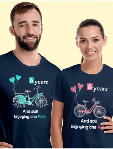 Anniversary Still Enjoying The Ride Couples T Shirt Navy Blue Color