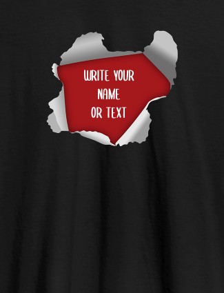 Explode Design with Your Name On Black Color Customized Mens T-Shirt