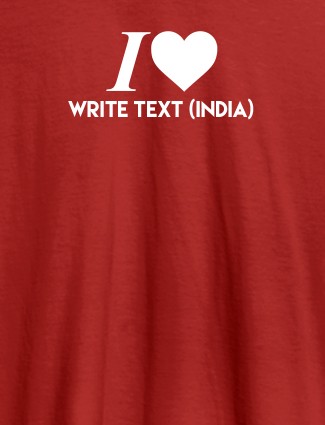 I Love With Name Personalized Printed Mens T Shirt Red Color