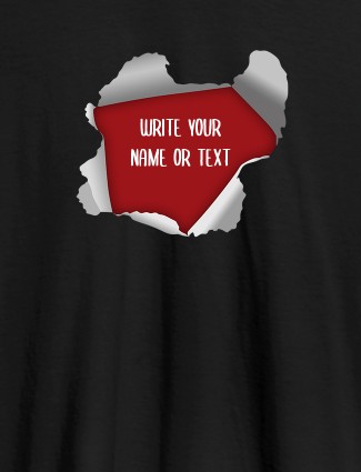 Explode Design with Your Name On Black Color T-shirts For Women with Name, Text and Photo