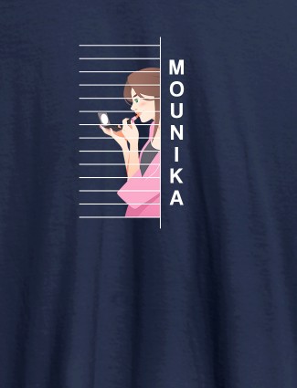 Personalised Womens T Shirt With Name Unique Design Navy Blue Color