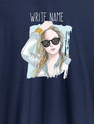 Latest Fashion Sunglasses Personalised Womens T Shirt Navy Blue Color