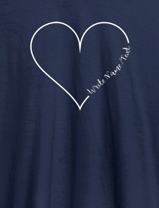 Your Name in Love Shape On Navy Blue Color Customized Women T-Shirt
