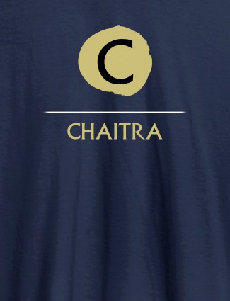 Alphabet with Name Design On Navy Blue Color Customized Women T-Shirt