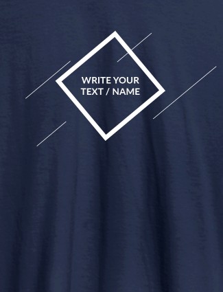 Diamond Shape with Your Name On Navy Blue Color Customized Tshirt for Women