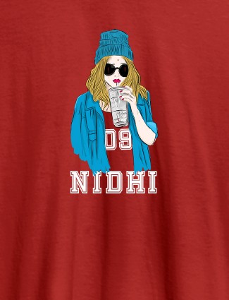Funky Sunglasses Personalised Womens T Shirt Red Color