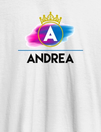 Personalised Womens T Shirt Initial On Crown White Color