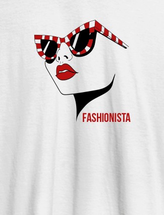 Fashionista Womens T Shirt Trendy Unique Design White Color