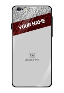 Apple iPhone 6S Plus Personalized Glass Phone Case  - Image Holder with Glitter Strip Design