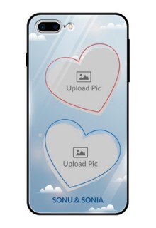 Apple iPhone 7 Plus Custom Glass Mobile Case  - Blue Color Couple Design 