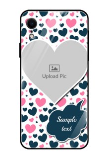 Apple iPhone XR Custom Glass Phone Case  - Pink & Blue Heart Design