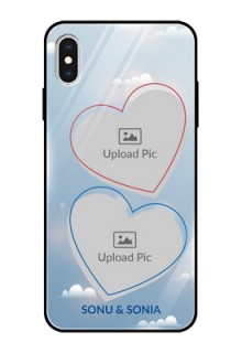 Apple iPhone XS Max Custom Glass Mobile Case  - Blue Color Couple Design 