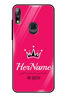 Zenfone Max pro M2 Glass Phone Case Queen with Name