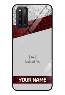 iQOO 3 5G Personalized Glass Phone Case - Image Holder with Glitter Strip Design