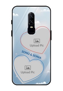 OnePlus 6 Custom Glass Mobile Case  - Blue Color Couple Design 