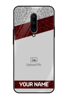 OnePlus 7 Pro Personalized Glass Phone Case  - Image Holder with Glitter Strip Design