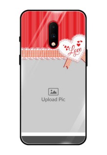 OnePlus 7 Custom Glass Mobile Case  - Red Love Pattern Design