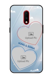OnePlus 7 Custom Glass Mobile Case  - Blue Color Couple Design 