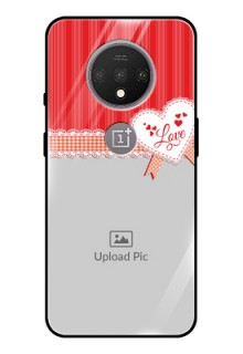 OnePlus 7T Custom Glass Mobile Case  - Red Love Pattern Design