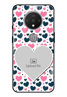 OnePlus 7T Custom Glass Phone Case  - Pink & Blue Heart Design