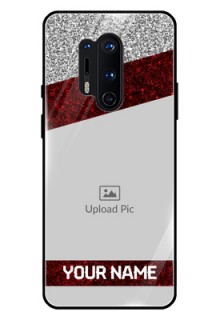 Oneplus 8 Pro Personalized Glass Phone Case  - Image Holder with Glitter Strip Design