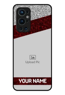 Oneplus 9 Pro 5G Personalized Glass Phone Case - Image Holder with Glitter Strip Design