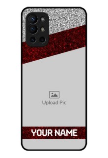 Oneplus 9R 5G Personalized Glass Phone Case - Image Holder with Glitter Strip Design