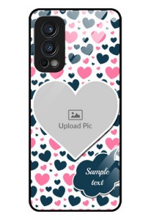 Oneplus Nord 2 5G Custom Glass Phone Case  - Pink & Blue Heart Design