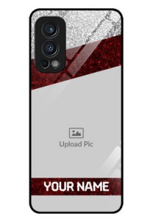 Oneplus Nord 2 5G Personalized Glass Phone Case  - Image Holder with Glitter Strip Design