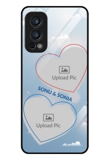 Oneplus Nord 2 5G Custom Glass Mobile Case  - Blue Color Couple Design 