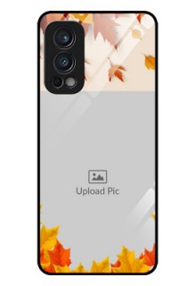Oneplus Nord 2 5G Photo Printing on Glass Case  - Autumn Maple Leaves Design
