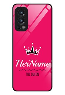 Oneplus Nord 2 5G Glass Phone Case Queen with Name