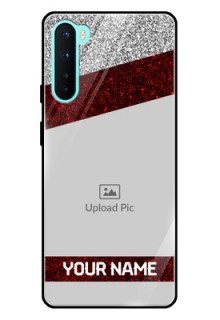 Oneplus Nord 5G Personalized Glass Phone Case  - Image Holder with Glitter Strip Design