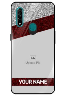 Oppo A31 Personalized Glass Phone Case  - Image Holder with Glitter Strip Design