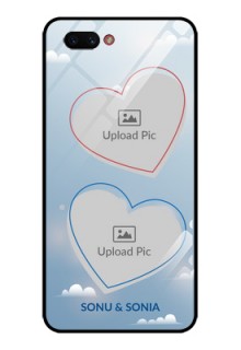 Oppo A3s Custom Glass Mobile Case  - Blue Color Couple Design 