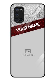 Oppo A52 Personalized Glass Phone Case - Image Holder with Glitter Strip Design