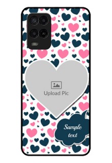 Oppo A54 Custom Glass Phone Case - Pink & Blue Heart Design