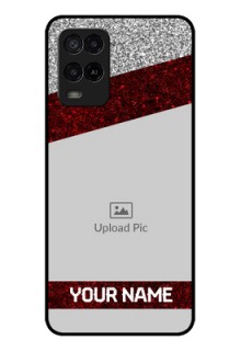 Oppo A54 Personalized Glass Phone Case - Image Holder with Glitter Strip Design