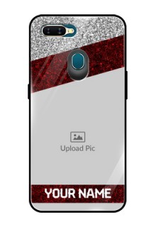 Oppo A5s Personalized Glass Phone Case  - Image Holder with Glitter Strip Design