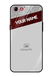 Oppo A83 Personalized Glass Phone Case  - Image Holder with Glitter Strip Design