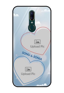 Oppo F11 Custom Glass Mobile Case  - Blue Color Couple Design 