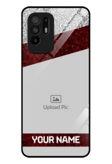 Oppo F19 Pro Plus 5G Personalized Glass Phone Case - Image Holder with Glitter Strip Design