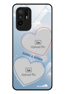Oppo F19 Pro Plus 5G Custom Glass Mobile Case - Blue Color Couple Design 