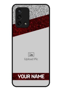 Oppo F19s Personalized Glass Phone Case - Image Holder with Glitter Strip Design