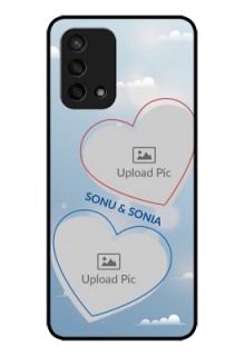 Oppo F19s Custom Glass Mobile Case - Blue Color Couple Design 