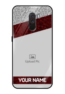 Pcoco F1 Personalized Glass Phone Case  - Image Holder with Glitter Strip Design